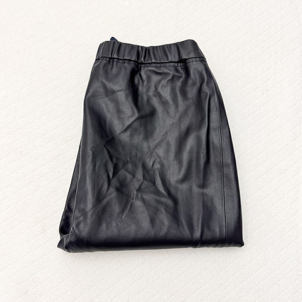 Basler Black Faux Leather Straight Leg Pants Size 36